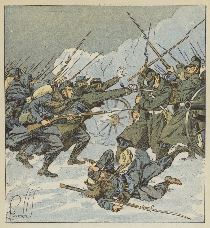 Firma Boudot, należąca do 11. chasseurów, działa na niemieckiej baterii autorstwa after Louis Charles Bombled