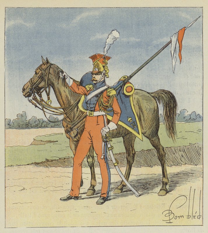 Holenderski Lansjer, Czerwony Lansjer z 2. Pułku Lekkich Ułanów Konnych Gwardii Cesarskiej autorstwa after Louis Charles Bombled