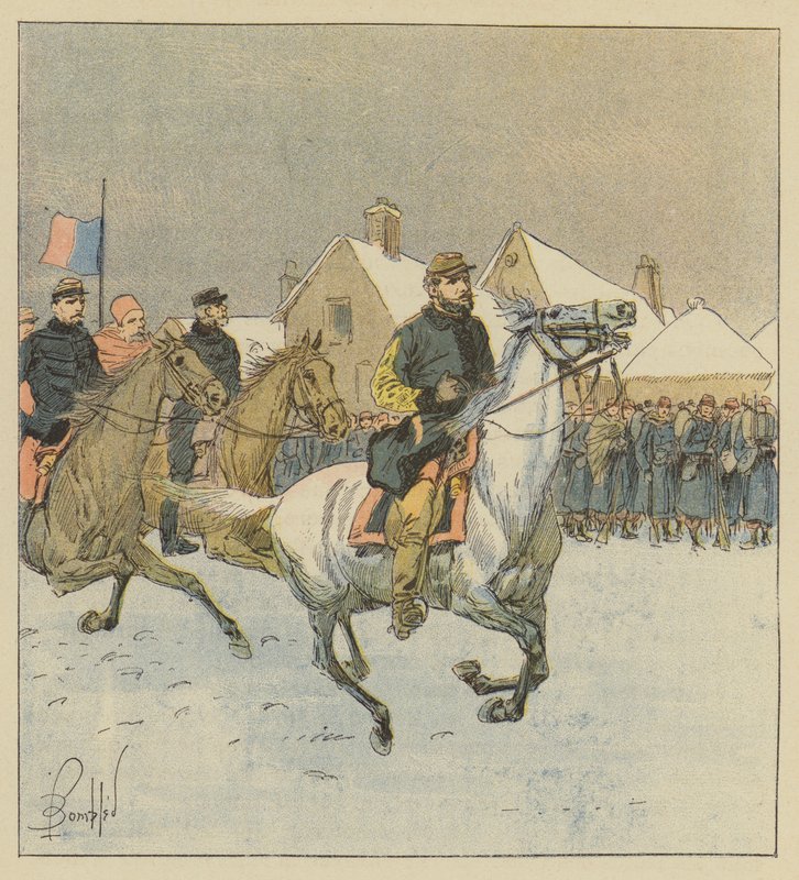 Pułkownik de Lipowski kroczy po liniach bojowych pod Alencon autorstwa after Louis Charles Bombled