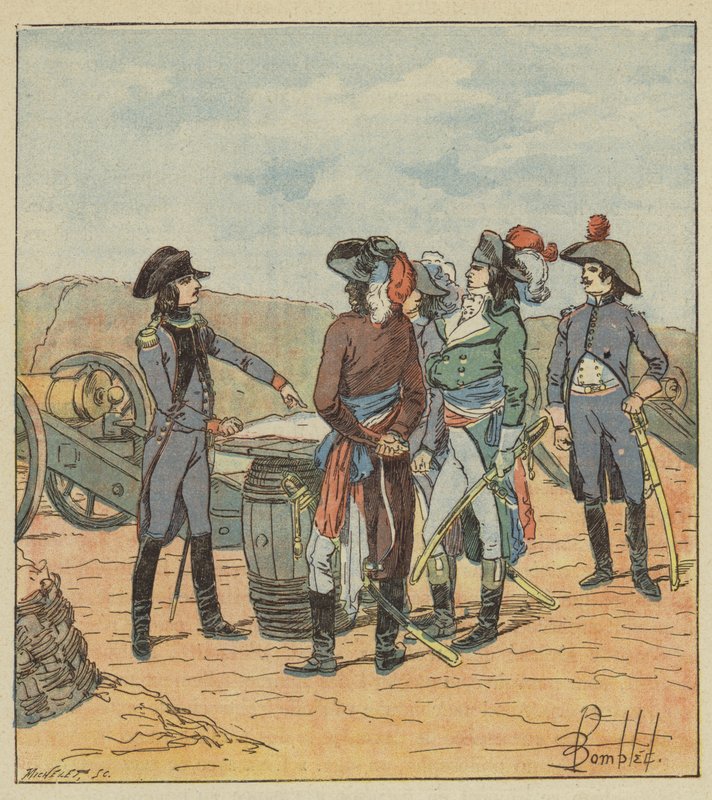 Dowódca artylerii Bonaparte opracowuje swój plan dla przedstawicieli autorstwa after Louis Charles Bombled