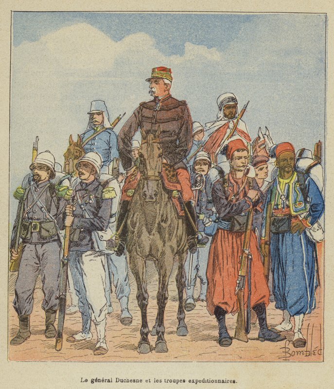 Generał Duchesne i oddziały ekspedycyjne autorstwa after Louis Charles Bombled
