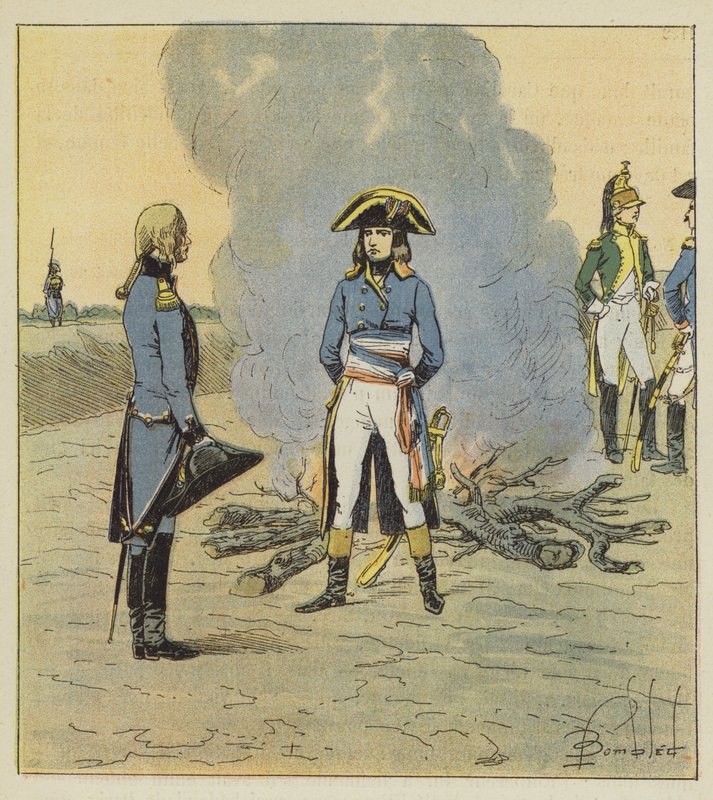 Młody generał, widząc w nim oficera inżyniera, dał mu zlecenie związane z wykonywaniem zawodu autorstwa after Louis Charles Bombled