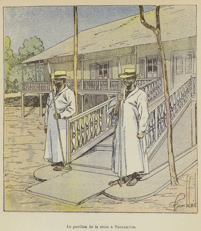 Pawilon królowej w Tananarive autorstwa after Louis Charles Bombled