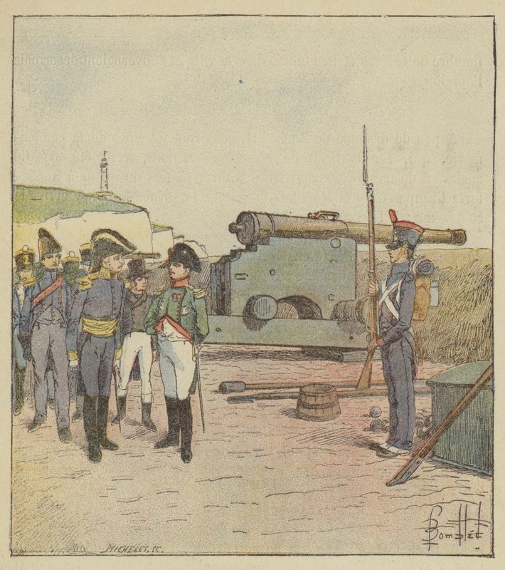 Cesarz odwiedza fortyfikacje wyspy Aix autorstwa after Louis Charles Bombled