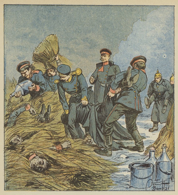 Prusacy palą swoich zmarłych autorstwa after Louis Charles Bombled