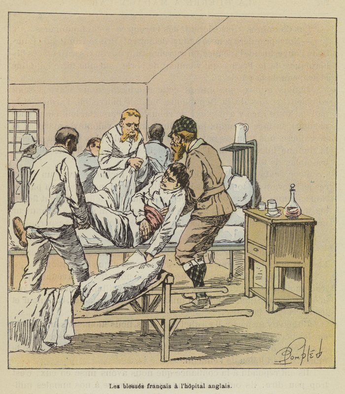 Francuzi ranni w angielskim szpitalu autorstwa after Louis Charles Bombled