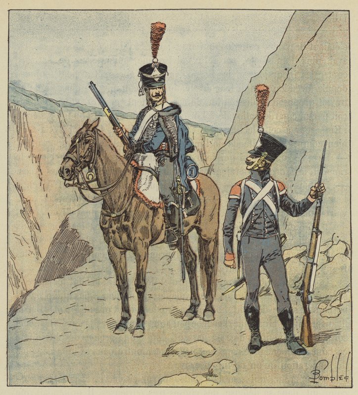Prowincje graniczące z Turkami miały chorwackie pułki autorstwa after Louis Charles Bombled