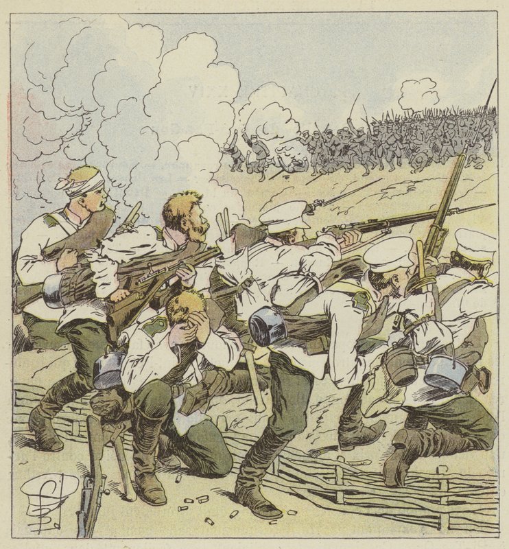 Syberyjscy harcownicy w Vafangou autorstwa after Louis Charles Bombled