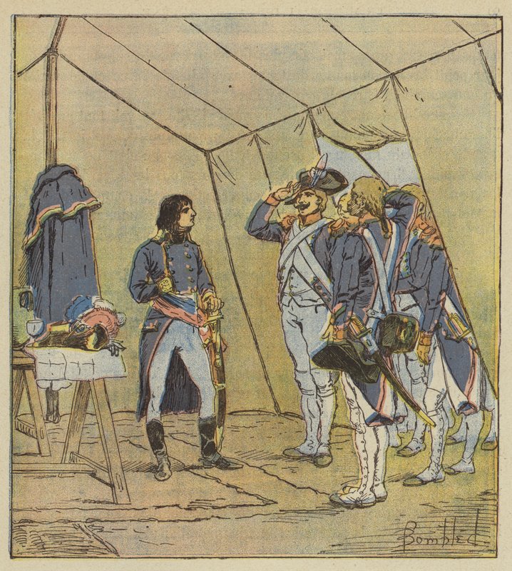 Dawni żołnierze armii Włoch nazywają kaprala Bonaparte po Lodi autorstwa after Louis Charles Bombled