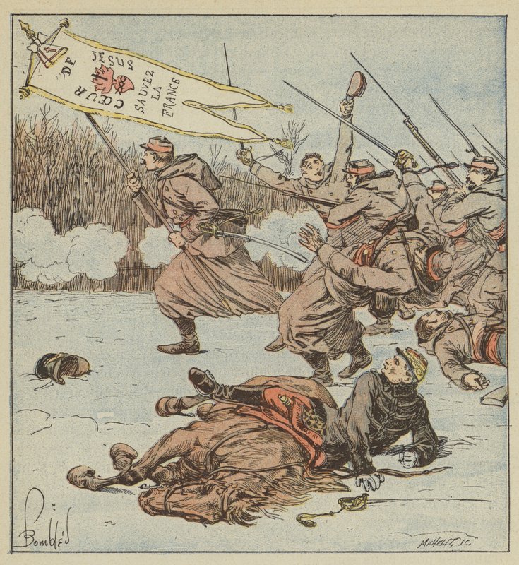 Papiescy żuawowie atakują Loigny autorstwa after Louis Charles Bombled