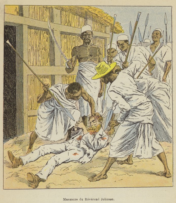 Masakra wielebnego Johnsona autorstwa after Louis Charles Bombled