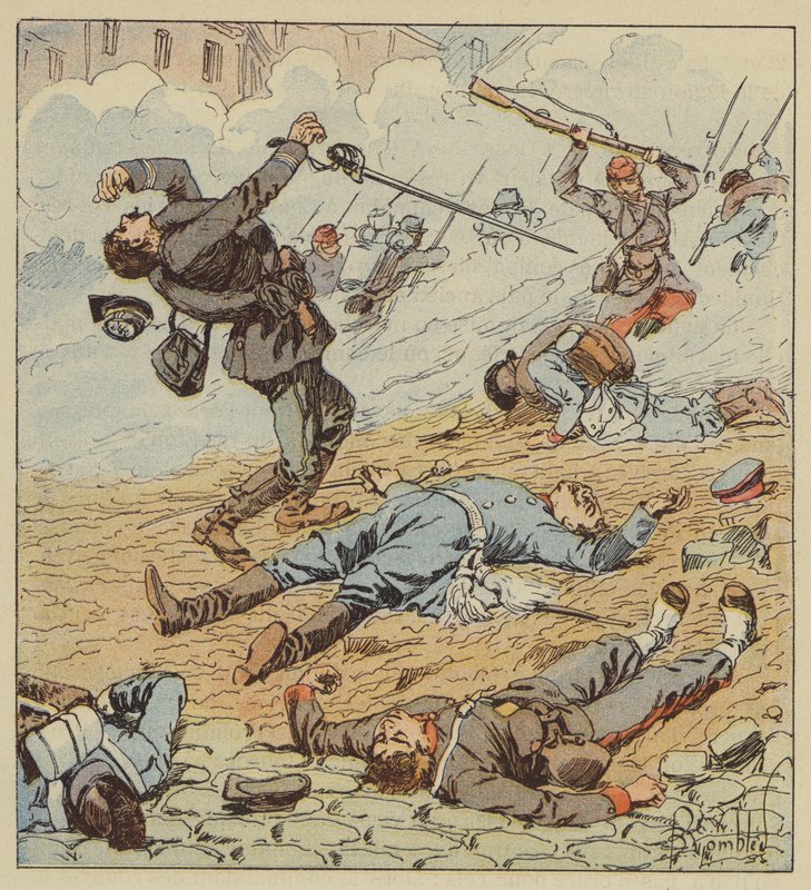Śmierć kapitana de Boissieu w bitwie pod Orleanem autorstwa after Louis Charles Bombled