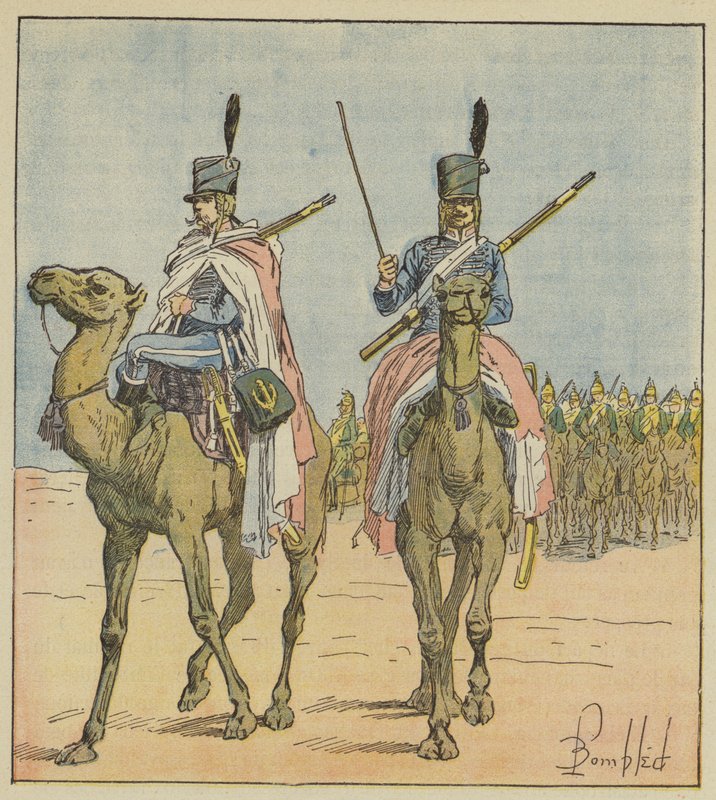 Napoleon stworzył pułki wielbłądów autorstwa after Louis Charles Bombled
