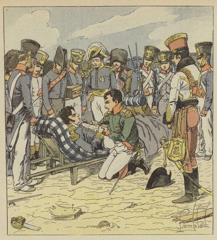 Napoleon i umierający marszałek Lannes autorstwa after Louis Charles Bombled