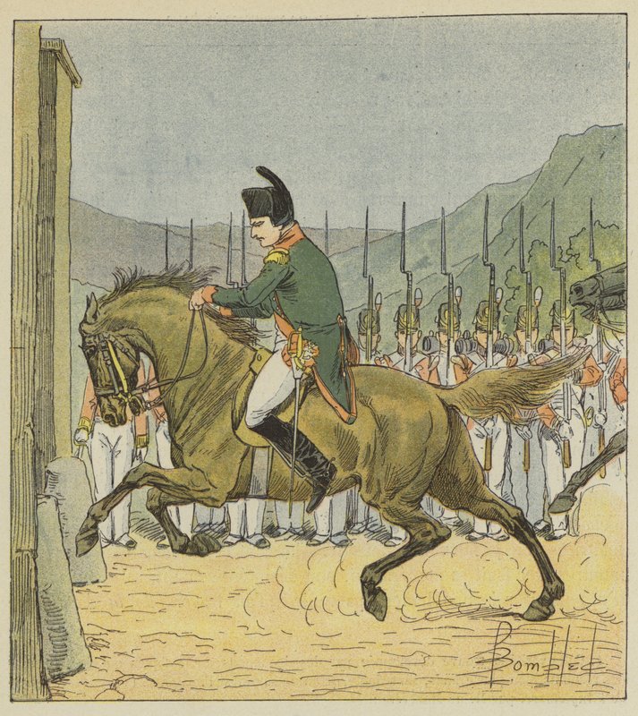 Napoleon zmusza konia do wjazdu do Longwod autorstwa after Louis Charles Bombled
