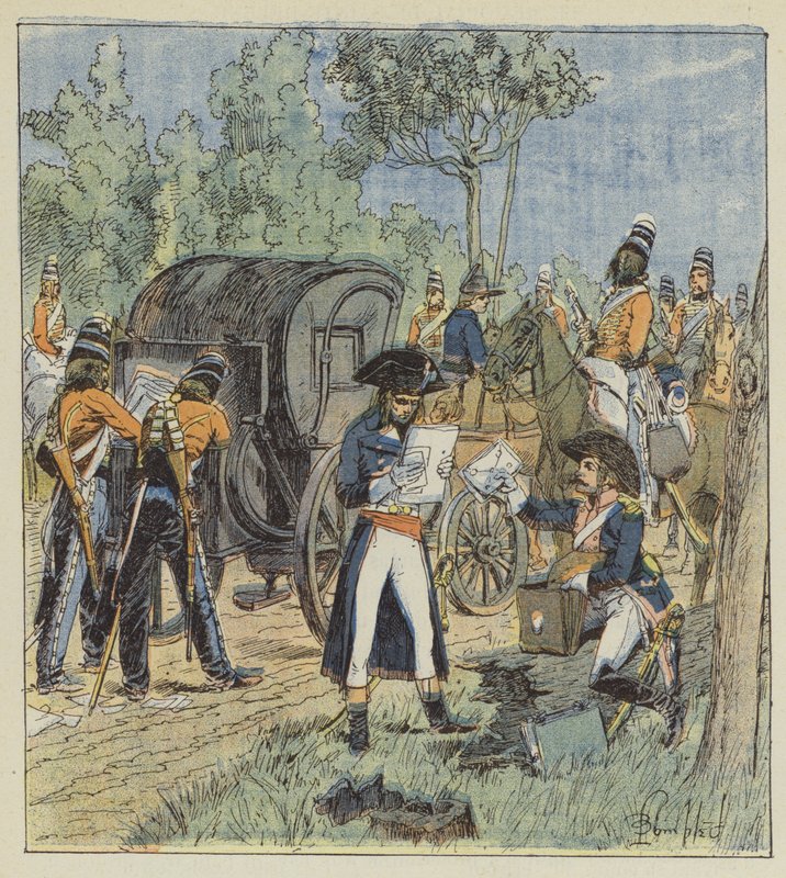 Dowody zdrady Pichegru znajdują się w furgonetkach austriackiego generała Kinglina autorstwa after Louis Charles Bombled