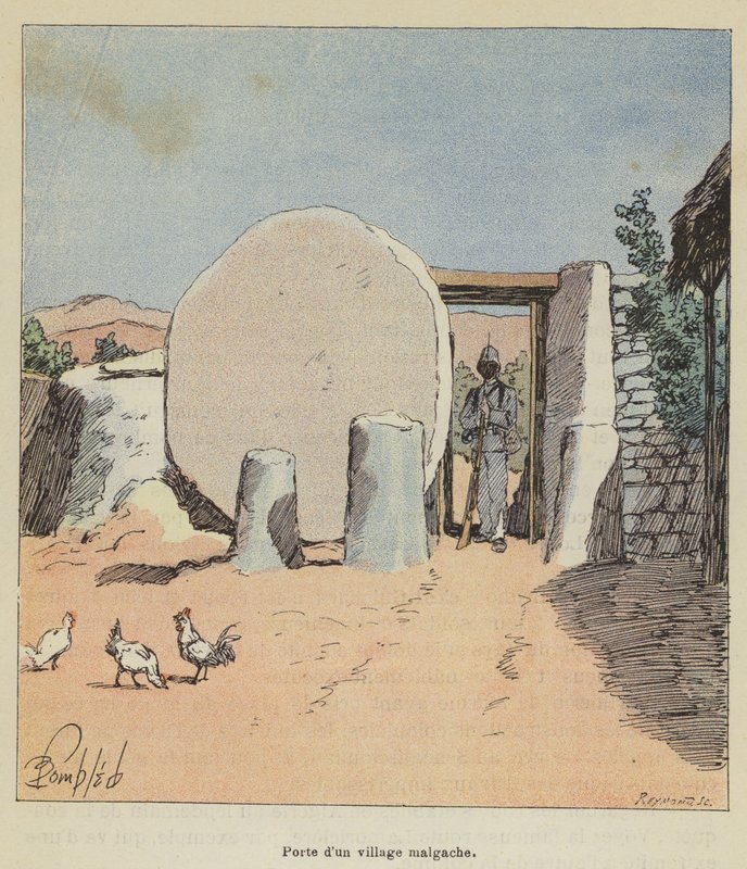 Drzwi malgaskiej wioski autorstwa after Louis Charles Bombled