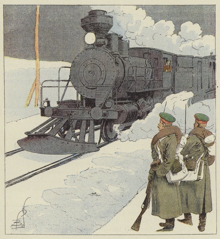 Pociąg wojskowy na Transsyberyjskiej autorstwa after Louis Charles Bombled
