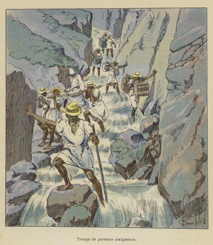 Oddział tragarzy malgaskich autorstwa after Louis Charles Bombled