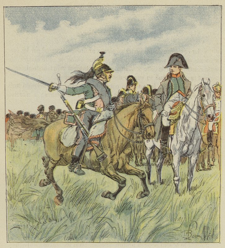 Smok ostrzega cesarza przed zdradą jednego z jego generałów autorstwa after Louis Charles Bombled