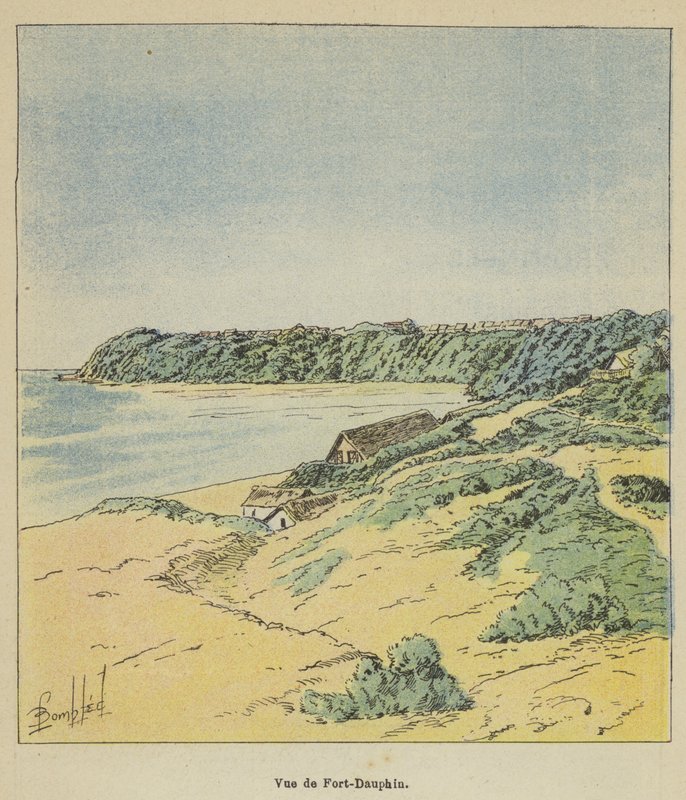 Widok na Fort-Dauphin autorstwa after Louis Charles Bombled