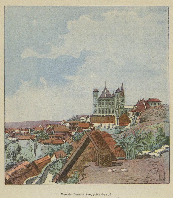 Widok na Antananarywa z południa autorstwa after Louis Charles Bombled