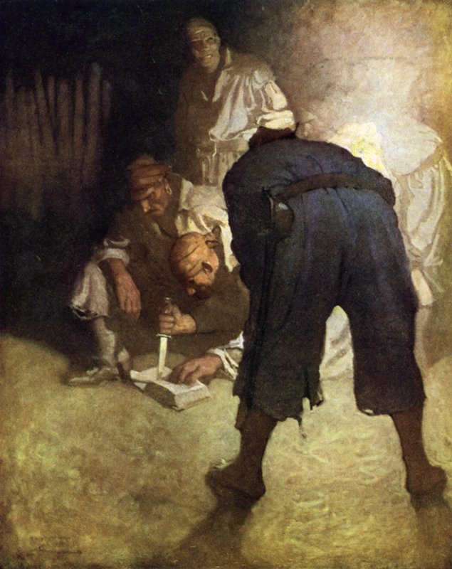 Ilustracja do Wyspy Skarbów autorstwa after Newell Convers Wyeth