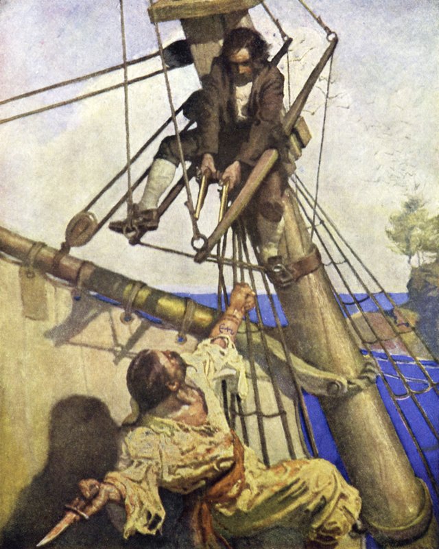Ilustracja do Wyspy Skarbów autorstwa after Newell Convers Wyeth