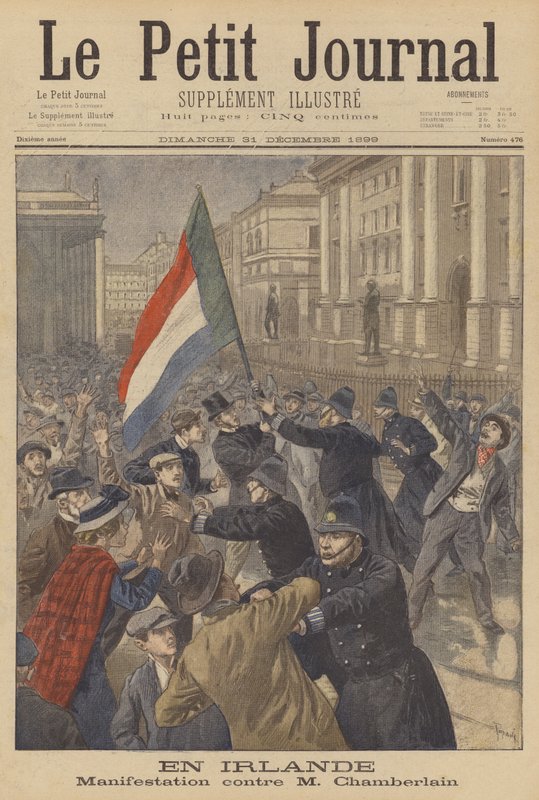 Demonstracja w Irlandii przeciwko Josephowi Chamberlainowi autorstwa after Oswaldo Tofani