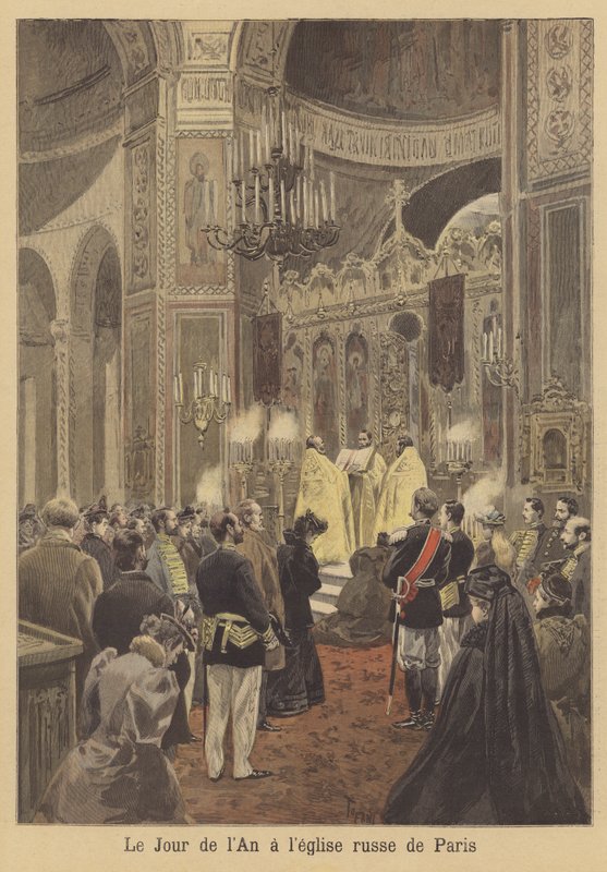 Nabożeństwo noworoczne w rosyjskim kościele paryskim autorstwa after Oswaldo Tofani