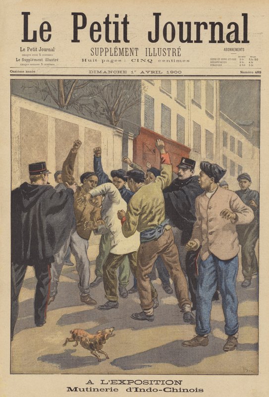 Kłopoty między robotnikami indochińskimi na Wystawie Powszechnej w 1900 r. w Paryżu autorstwa after Oswaldo Tofani