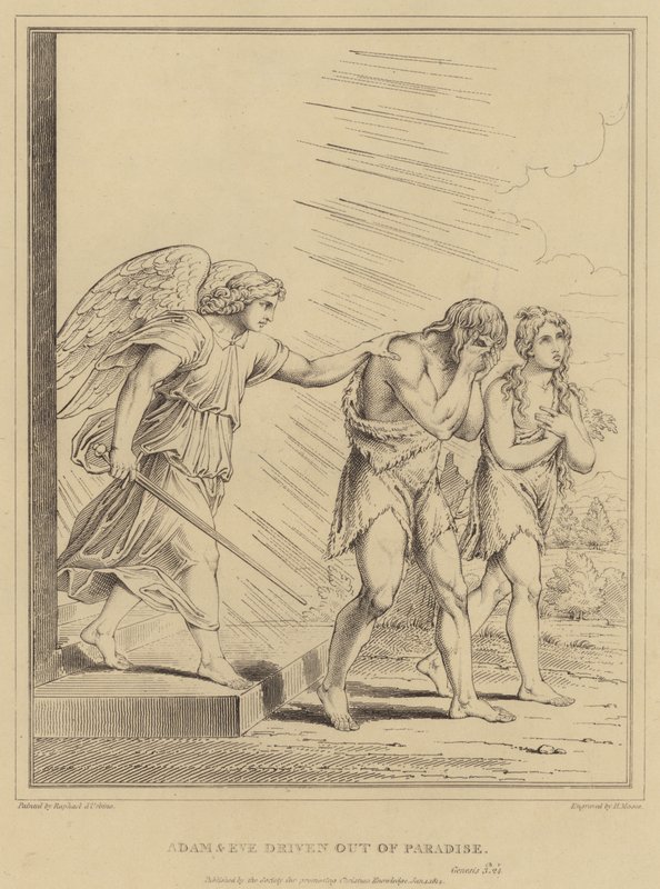 Adam i Ewa wypędzeni z raju, Księga Rodzaju autorstwa after Raphael