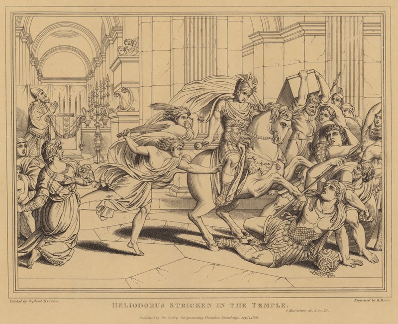 Heliodor porażony w Świątyni, 2 Machabeusze autorstwa after Raphael