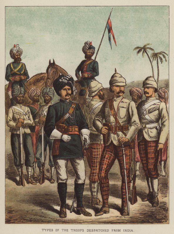 Rodzaje wojsk wysłanych z Indii autorstwa after Richard Simkin