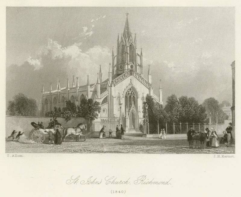 Kościół św. Jana, Richmond, 1840 autorstwa after Thomas Allom