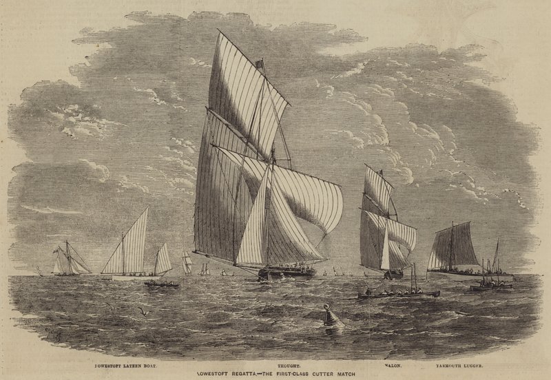 Regaty Lowestoft, mecz przecinaków pierwszej klasy autorstwa after Thomas Harrington Wilson