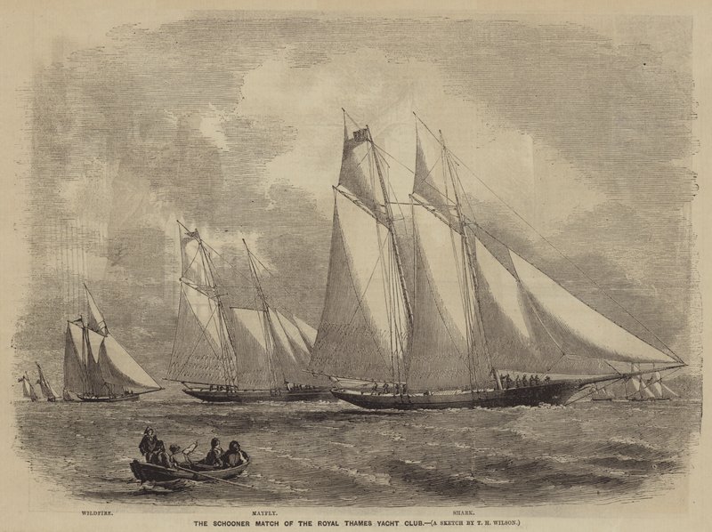 Mecz szkunerów Royal Thames Yacht Club autorstwa after Thomas Harrington Wilson