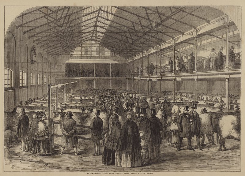 The Smithfield Club Prize Cattle Show, Baker Street Bazaar autorstwa after Thomas Harrington Wilson