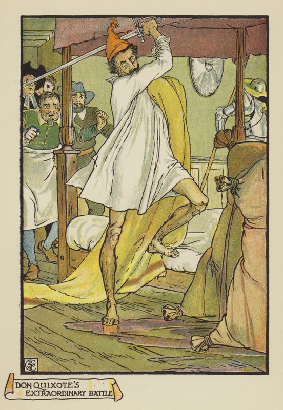 Nadzwyczajna bitwa Don Kichota autorstwa after Walter Crane
