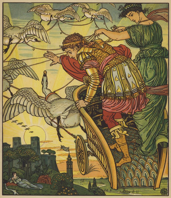 Wróżka Pustyni porywa Króla Kopalni Złota autorstwa after Walter Crane