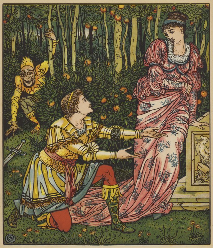 Król pozwala upaść mieczowi autorstwa after Walter Crane