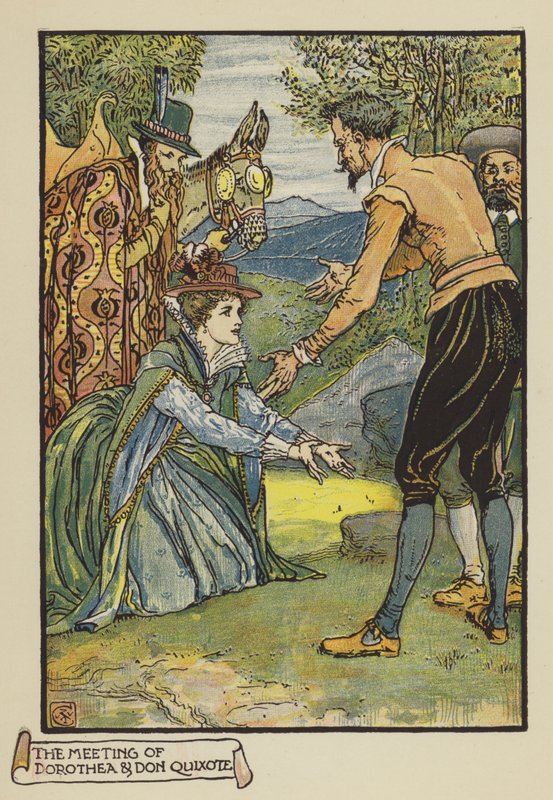Spotkanie Dorothei i Don Kichota autorstwa after Walter Crane