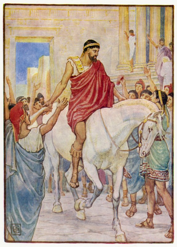 Tłum pozdrowił go głośnymi okrzykami autorstwa after Walter Crane
