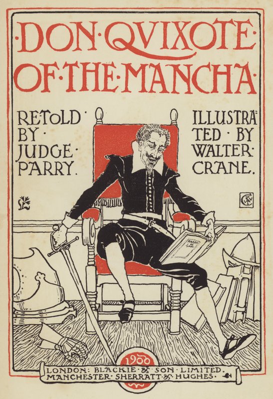 Ilustracja na stronie tytułowej Don Kichota z Manchy autorstwa after Walter Crane
