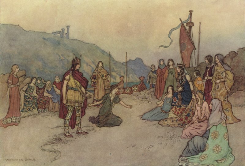 Geoffrey Chaucer, żona wanny Tale autorstwa after Warwick Goble