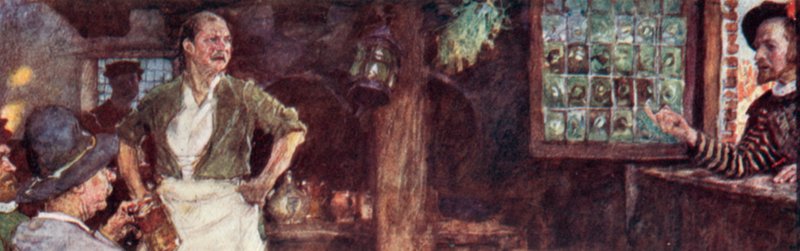 Szekspir odwiedza Tawernę Syrenek, żeby sprawdzić, czy jest tam Ben Jonson autorstwa after William Hatherell