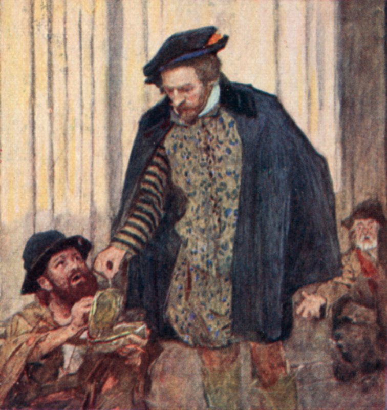 Szekspir dający grosza żebrakowi autorstwa after William Hatherell