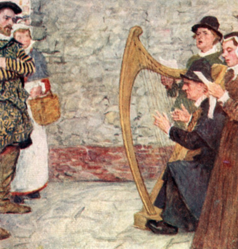 Szekspir słucha śpiewaków ballad, niedaleko Somerset House w Londynie autorstwa after William Hatherell