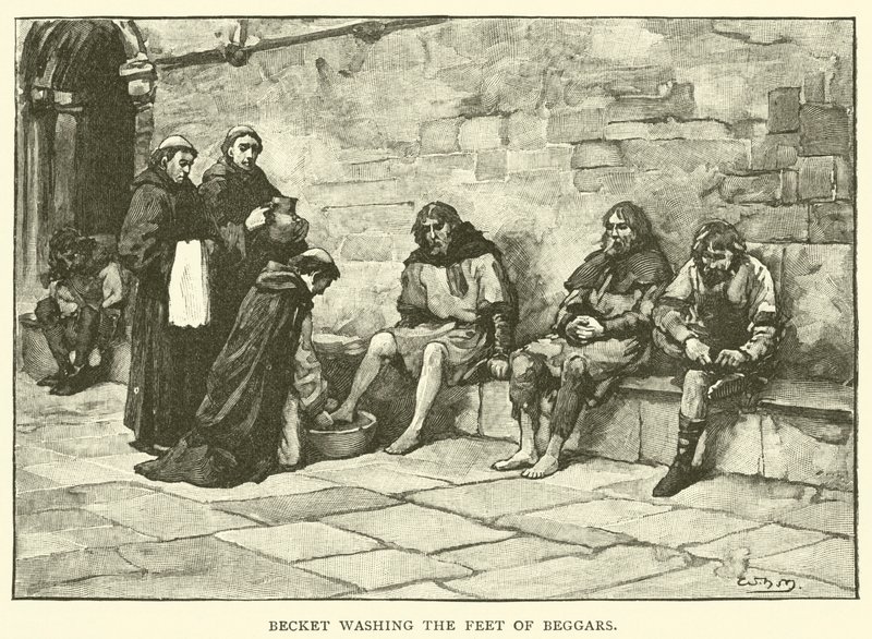Becket myjący stopy żebrakom autorstwa after William Henry Margetson