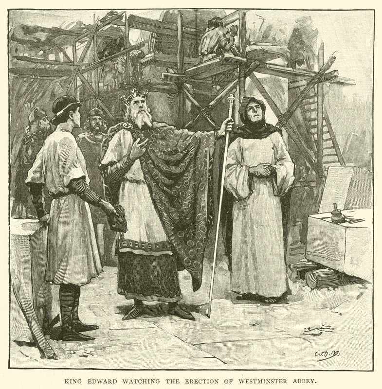 Król Edward obserwujący wznoszenie Opactwa Westminsterskiego autorstwa after William Henry Margetson